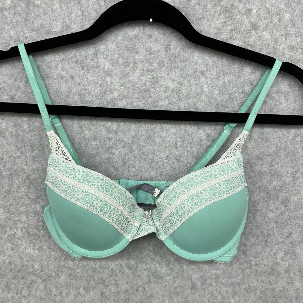 Aerie Bridget Lace Demi Bra 32B Teal Floral Teal Adjustable Straps Comfort